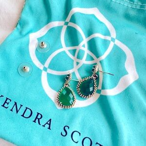 Kendra Scott Earrings - Emerald & Gold